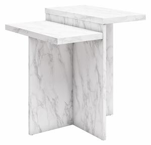 Biely konferenčný stolík v dekore mramoru 56x56 cm Brielle – CosmoLiving by Cosmopolitan
