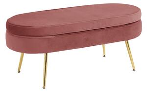 KONDELA Luxusný taburet, ružová Velvet látka/chróm zlatý, Art-deco, NOBLIN TYP 2