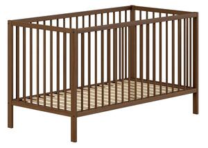 Hnedá postieľka z bukového dreva s odnímateľným bokom/s nastaviteľnou výškou 70x140 cm Dino – Vipack