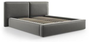 Sivá zamatová čalúnená dvojlôžková posteľ s úložným priestorom s roštom 180x200 cm Arendal – Cosmopolitan Design