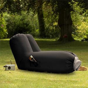 Blumfeldt Airlounge, nafukovacia sedačka, 90 x 80 x 150 cm, ruksak, prateľná, polyester, čierna