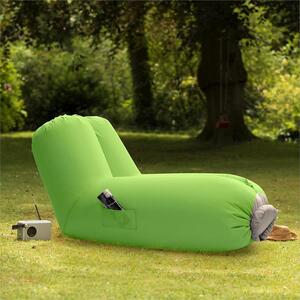 Blumfeldt Airlounge, nafukovacia sedačka, 90 x 80 x 150 cm, ruksak, prateľná, polyester, zelená