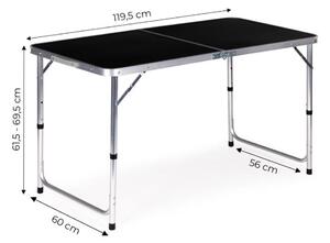 Bestent Kempingový stôl skladací 119,5x60cm Black