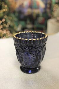 Modrý sklenený svietnik na čajovú sviečku 7cm