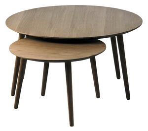 Hnedé okrúhle konferenčné stolíky v súprave 2 ks v dekore duba ø 88 cm Adda – Unique Furniture