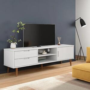 TV skrinka MOLDE, biela 158x40x49 cm, borovicový masív