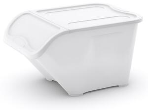 Biely plastový úložný box s vekom 55x39x32 cm All In Box – KIS