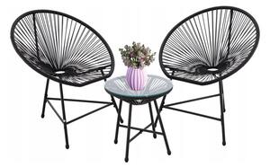 GARDEN LINE Sada záhradného nábytku pre 2 osoby + stolík v čiernej farbe