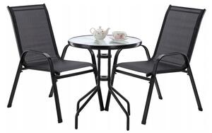GARDEN SELECT Sada záhradného nábytku pre 2 osoby + stolík v čiernej farbe