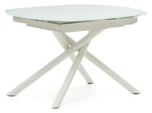 Biely rozkladací jedálenský stôl so sklenenou doskou 100x130 cm Yodalia – Kave Home
