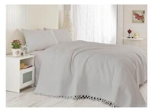 Svetlosivý pléd cez posteľ na dvojlôžko z bavlny Lipsy, 220 × 240 cm