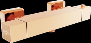 Mexen Cube, termostatická sprchová batéria so spodným 1/2" pripojením sprchy, ružové zlato, 77200-60