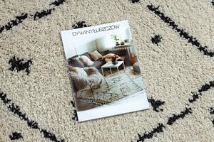 Okrúhly koberec BERBER TETUAN B751, krémová - strapce, vzor cik cak, Maroko, Shaggy