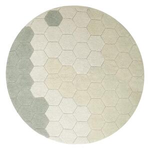 Svetlozelený prateľný ručne tkaný bavlnený okrúhly koberec ø 140 cm Honeycomb Blue Sage – Lorena Canals