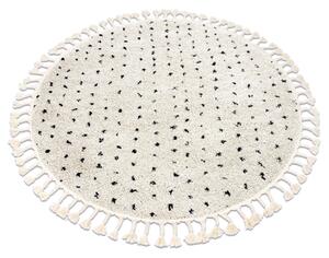Okrúhly koberec BERBER SYLA B752, krémová bodky - strapce, Maroko, Shaggy