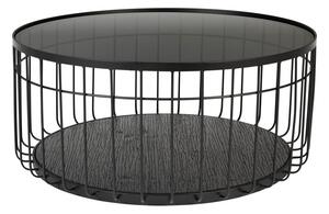 Čierny okrúhly konferenčný stolík so sklenenou doskou 80x80 cm Lance – White Label