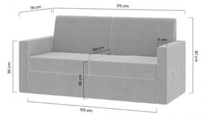 Pohovka Elegantia 175 cm ku sklápacej posteli 140 cm - sivý zamat Monolith 85