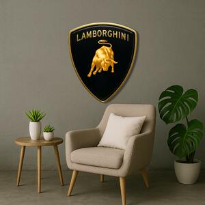 Drevený obraz s UV potlačou - Lamborghini - logo