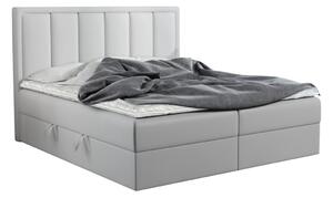 Čalúnená posteľ boxspring FRANIA, 160x200, biela ekokoža