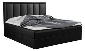 Čalúnená posteľ boxspring FRANIA, 140x200, čierna ekokoža