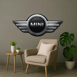 Drevený obraz s UV potlačou - Mini Cooper - logo