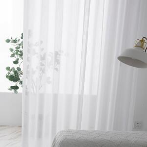 Dekorstudio Biela záclona Mramor s pokrčeným vzhľadom - vlastný rozmer Uchytenie závesu: Dekoračné krúžky strieborné, Šírka záclony: 300cm