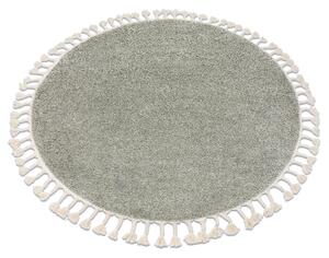 Okrúhly koberec BERBER 9000, zelená -strapce, Maroko, Shaggy