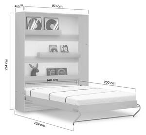 Sklápacia posteľ Basic vertikálna - 140x200 cm - čierna / dub lancelot