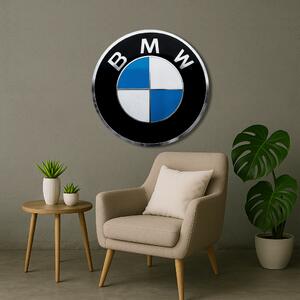 Farebný drevený obraz - BMW - logo