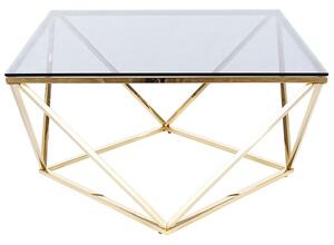 Dizajnový konferenčný stolík SULO - sklo / zlatý