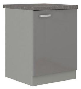 Paneláková kuchyňa 180/180 cm SHAN 3 - šedá / lesklá krémová + LED, príborník a pracovná doska ZDARMA