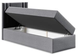 Americká jednolôžková posteľ 80x200 VITORIA MINI - čierna ekokoža, ľavé prevedenie + topper ZDARMA