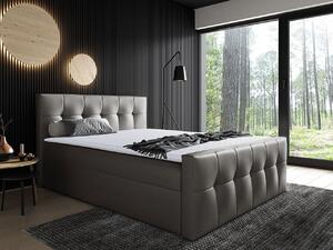 Hotelová manželská posteľ 180x200 ORLIN - šedá ekokoža + topper ZDARMA