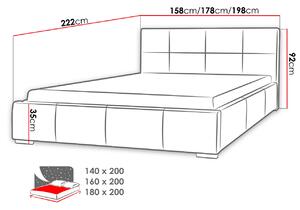 Čalúnená manželská posteľ 180x200 YSOBEL - čierna