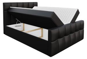 Hotelová manželská posteľ 140x200 ORLIN - čierna ekokoža + topper ZDARMA