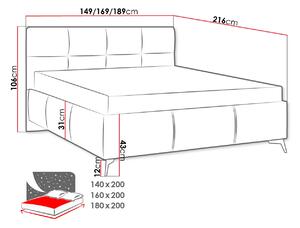 Manželská posteľ s úložným priestorom 180x200 TERCEIRA - béžová