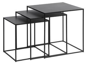 Čierne kovové konferenčné stolíky v súprave 3 ks 50x50 cm Pebble – Unique Furniture