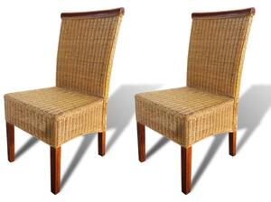 Jedálenské stoličky 2 ks, hnedé, prírodný ratan