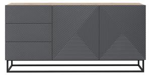 Komoda Asha 167 cm so zásuvkami a kovovým podstavcom - artisan / rivier stone mat