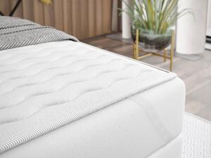 Boxspringová jednolôžková posteľ 80x200 ROCIO 3 - biela ekokoža / béžová, pravé prevedenie + topper ZDARMA