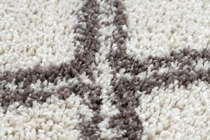 Okrúhly koberec BERBER ASILA, krémová -hnedá - strapce, Maroko, Shaggy