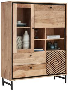 VYSOKÁ KOMODA, akácia, čierna, farba akácie, 115/148/42 cm Ambia Home - Obývacie zostavy