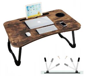 SUPPLIES STL01WZ5 skladací drevený stôl v rustikálnom štýle na notebook, tablet - hnedý