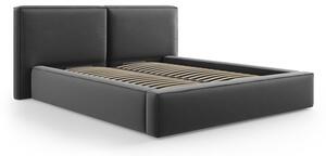 Tmavosivá zamatová čalúnená dvojlôžková posteľ s úložným priestorom s roštom 180x200 cm Arendal – Cosmopolitan Design
