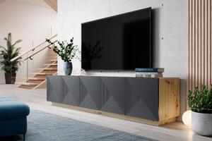 Moderná TV skrinka Asha 200 cm - artisan / rivier stone mat