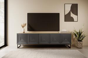 TV stolík Asha 200 cm na kovovom podstavci - artisan / rivier stone mat