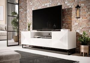 TV skrinka Asha 167 cm s kovovými nohami - biely lesk