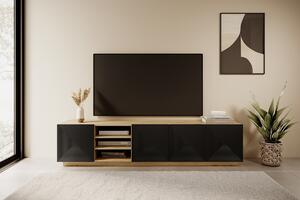 TV stolík Asha 200 cm s otvorenými policami - artisan / čierny mat