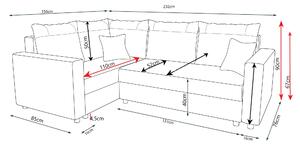 Rohová sedacia súprava s podrúčkami SANVI PLUS - ružová / čierna