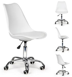 ModernHome Kancelárska otočná stolička s vankúšom - biela